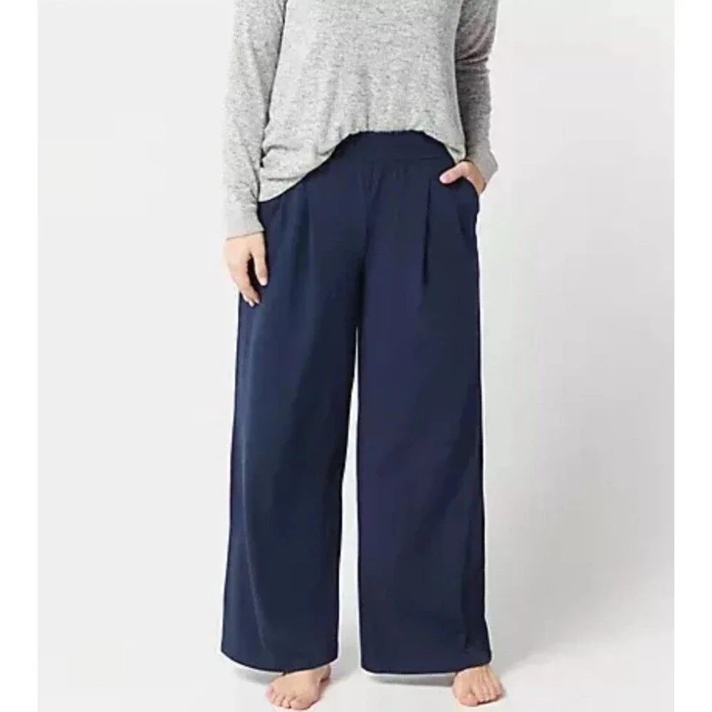 Anybody Petite Cozy Knit Dusty Blue Wide Leg Pants Women Size 1XP